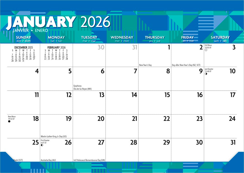 Large Print | 2026 17 x 12 Inch Monthly Desk Pad Calendar