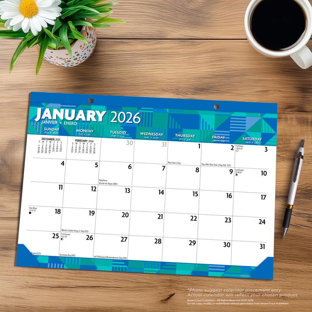 Large Print | 2026 17 x 12 Inch Monthly Desk Pad Calendar