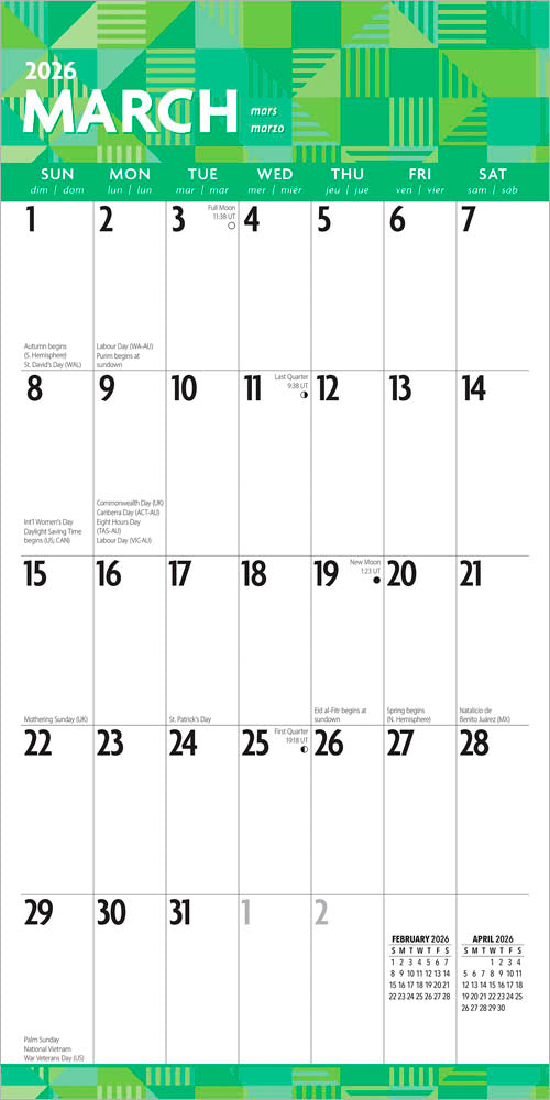Large Print | 2026 12 x 24 Inch (Hanging) Monthly Square Wall Calendar | Matte Paper