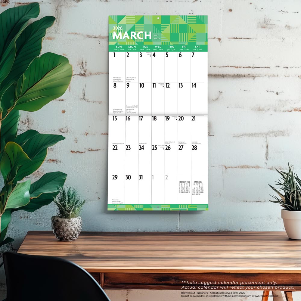 Large Print | 2026 12 x 24 Inch (Hanging) Monthly Square Wall Calendar | Matte Paper