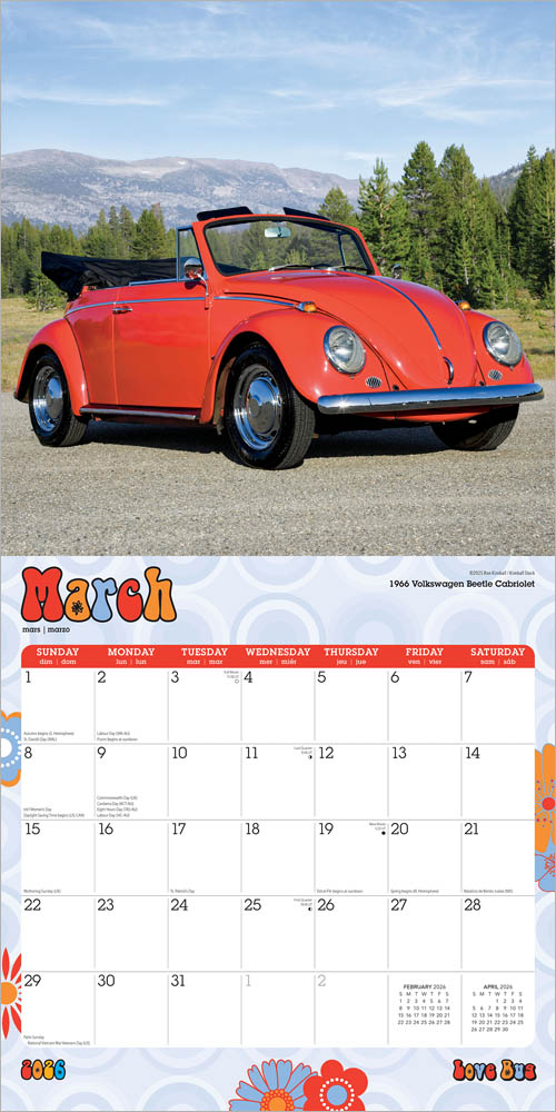Love Bug | 2026 12 x 24 Inch (Hanging) Monthly Square Wall Calendar