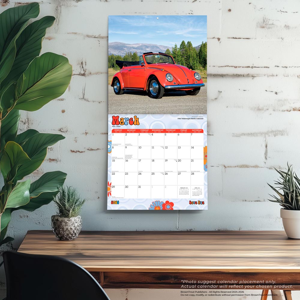 Love Bug | 2026 12 x 24 Inch (Hanging) Monthly Square Wall Calendar