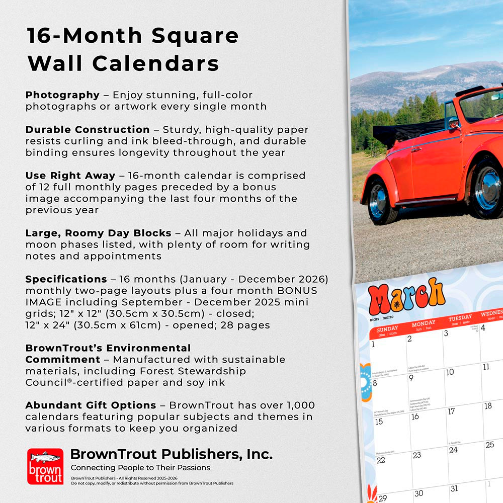 Love Bug | 2026 12 x 24 Inch (Hanging) Monthly Square Wall Calendar