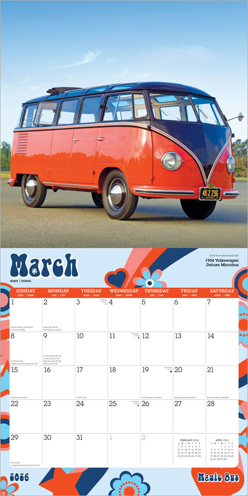 Magic Bus | 2026 12 x 24 Inch (Hanging) Monthly Square Wall Calendar