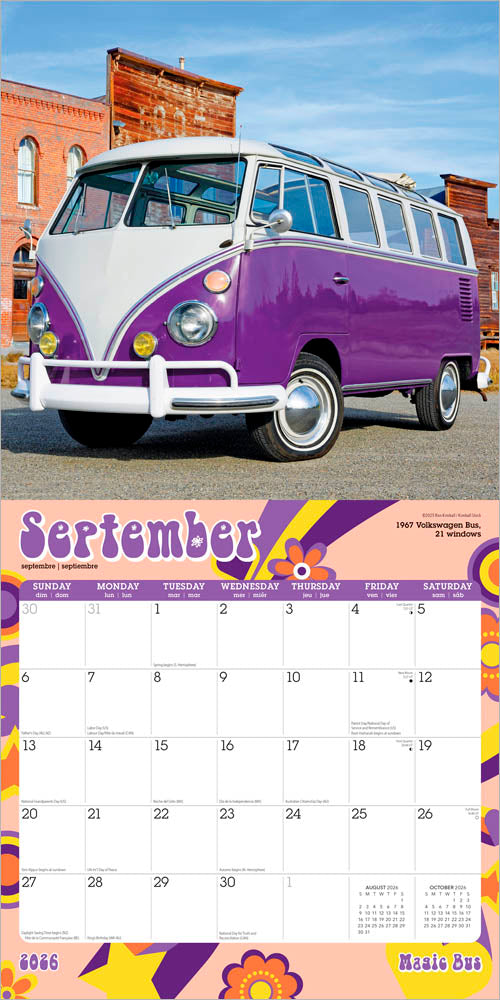 Magic Bus | 2026 12 x 24 Inch (Hanging) Monthly Square Wall Calendar