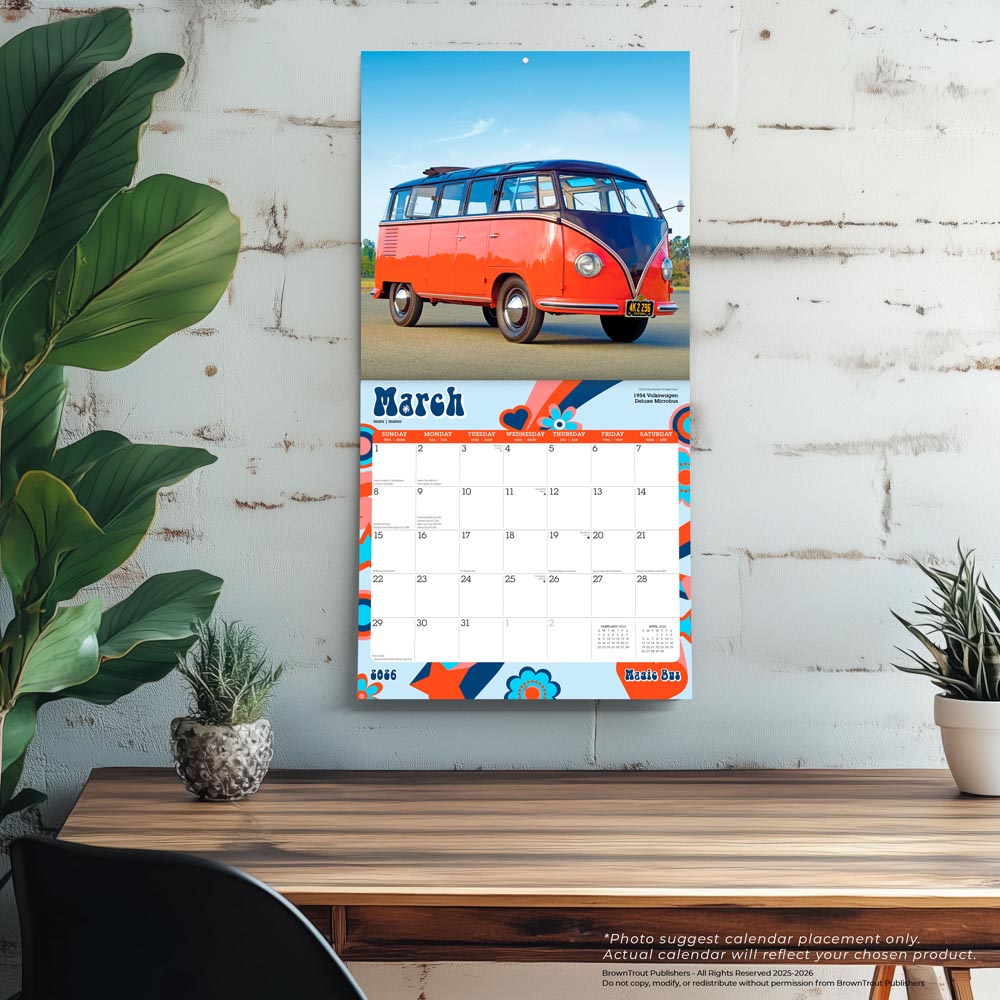 Magic Bus | 2026 12 x 24 Inch (Hanging) Monthly Square Wall Calendar