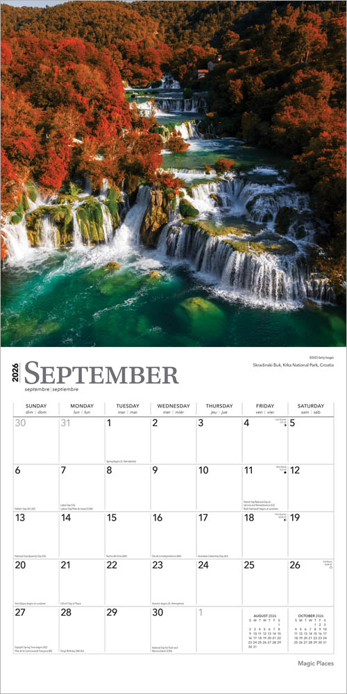 Magic Places | 2026 12 x 24 Inch (Hanging) Monthly Square Wall Calendar | Foil Stamped Cover