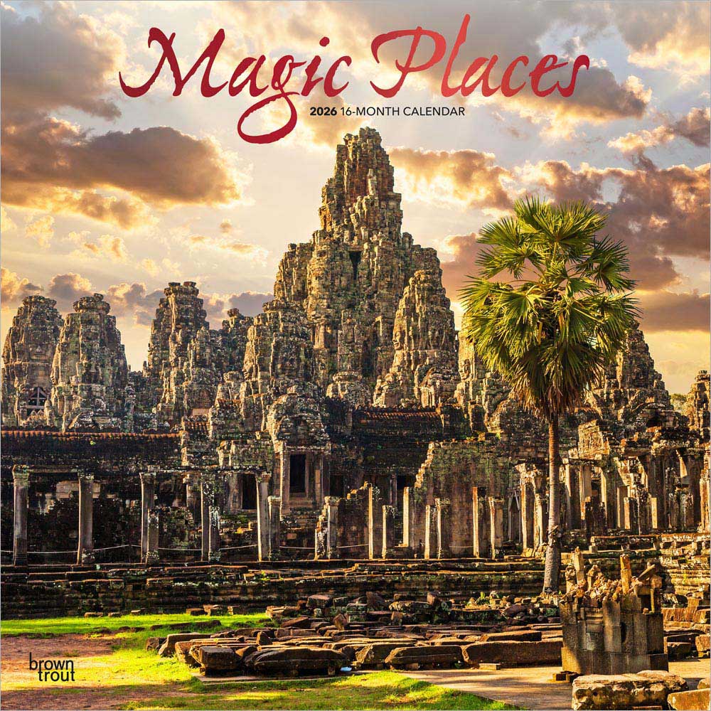 Magic Places | 2026 12 x 24 Inch (Hanging) Monthly Square Wall Calendar | Foil Stamped Cover