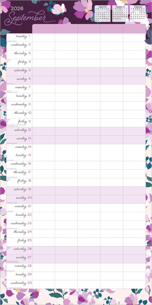 Mom's Family Planner | 2026 12 x 24 Inch (Hanging) Monthly Square Wall Calendar | Matte Paper and Sticker Sheet