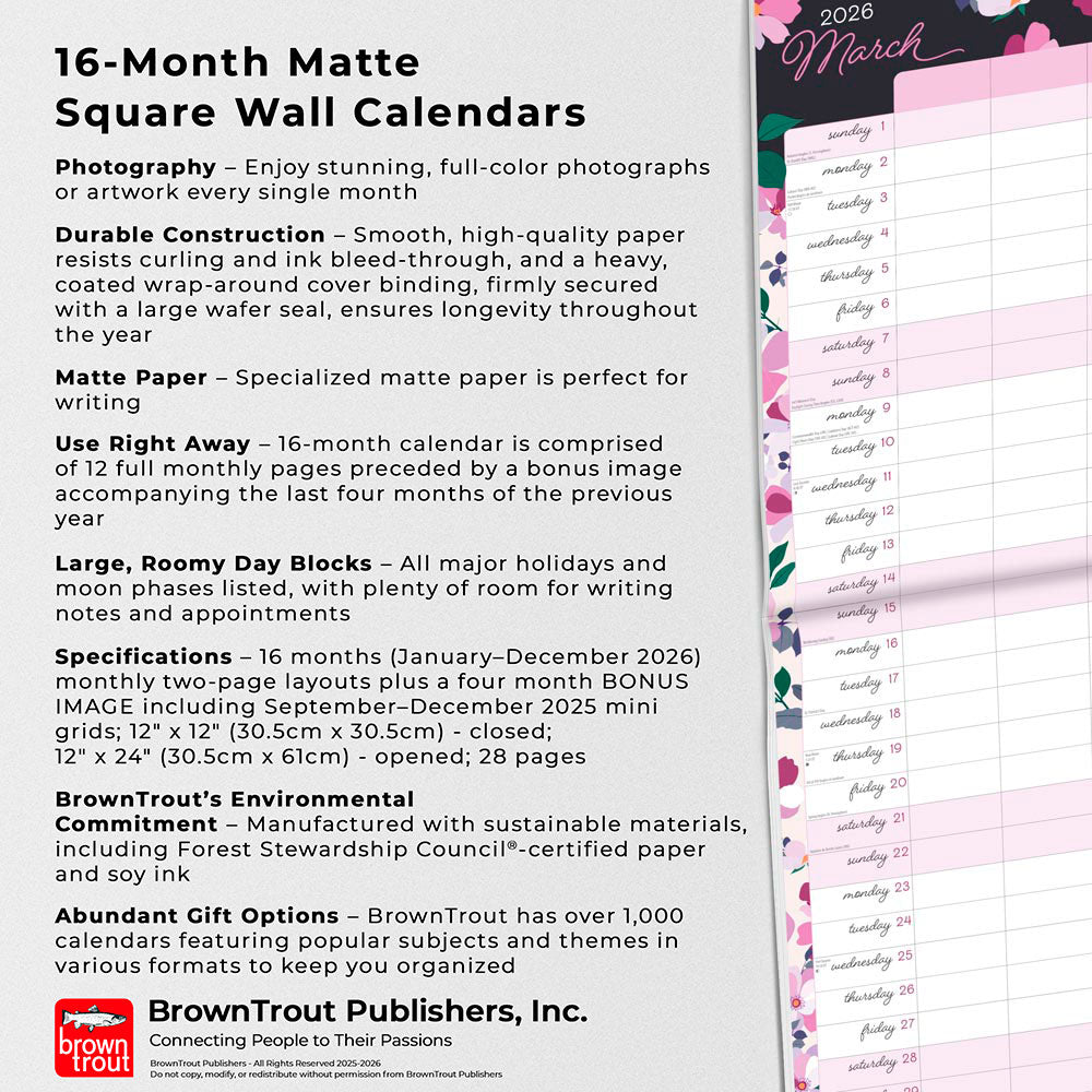 Mom's Family Planner | 2026 12 x 24 Inch (Hanging) Monthly Square Wall Calendar | Matte Paper and Sticker Sheet