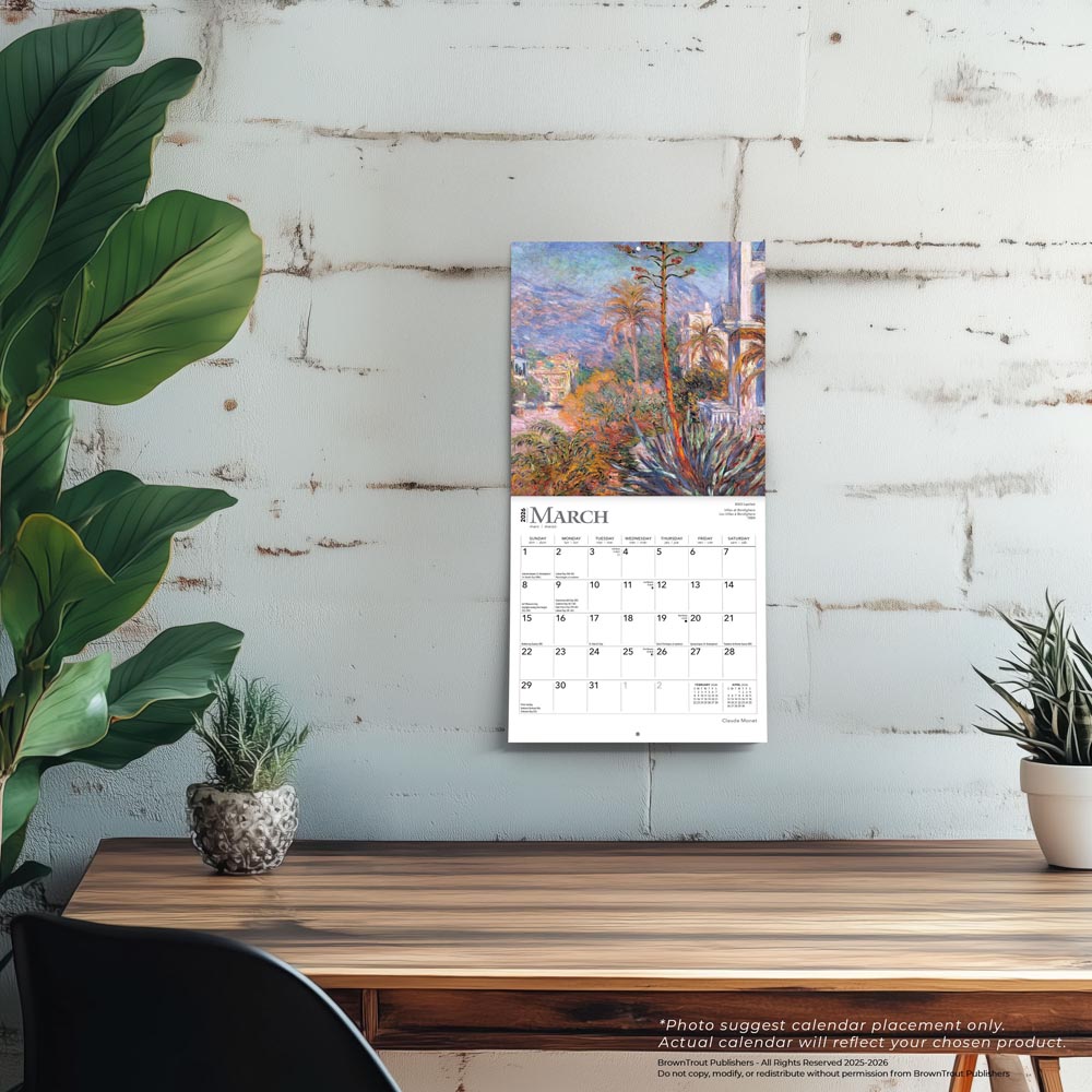 Claude Monet | 2026 7 x 14 Inch (Hanging) Monthly Mini Wall Calendar | English/French Bilingual