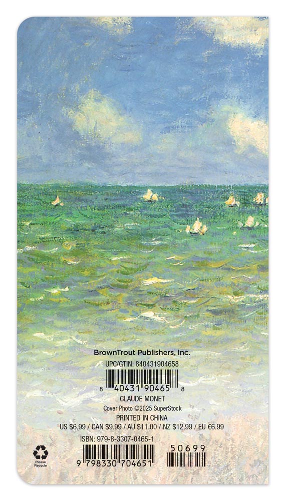 Claude Monet | 2026-2027 3.5 x 6.5 Inch Two Year Monthly Pocket Planner Calendar | Foil Stamped Cover