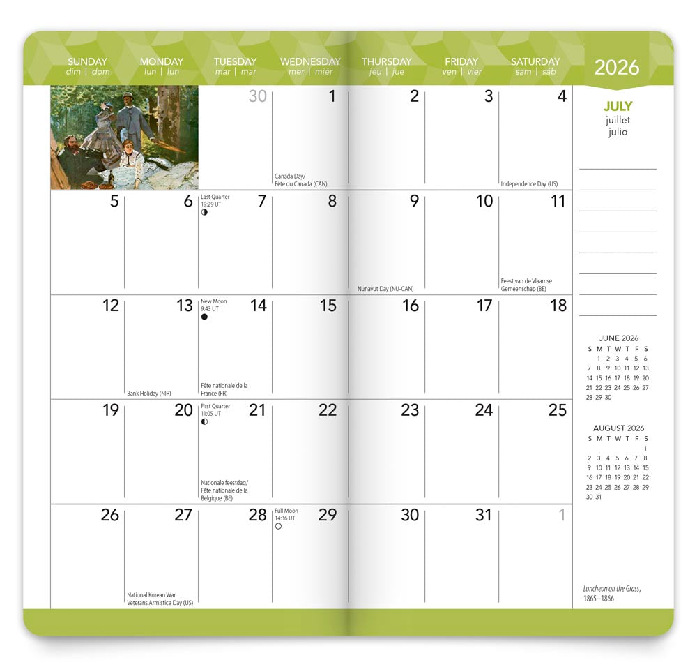Claude Monet | 2026-2027 3.5 x 6.5 Inch Two Year Monthly Pocket Planner Calendar | Foil Stamped Cover