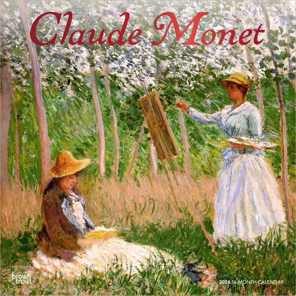 Claude Monet | 2026 12 x 24 Inch (Hanging) Monthly Square Wall Calendar | Foil Stamped Cover