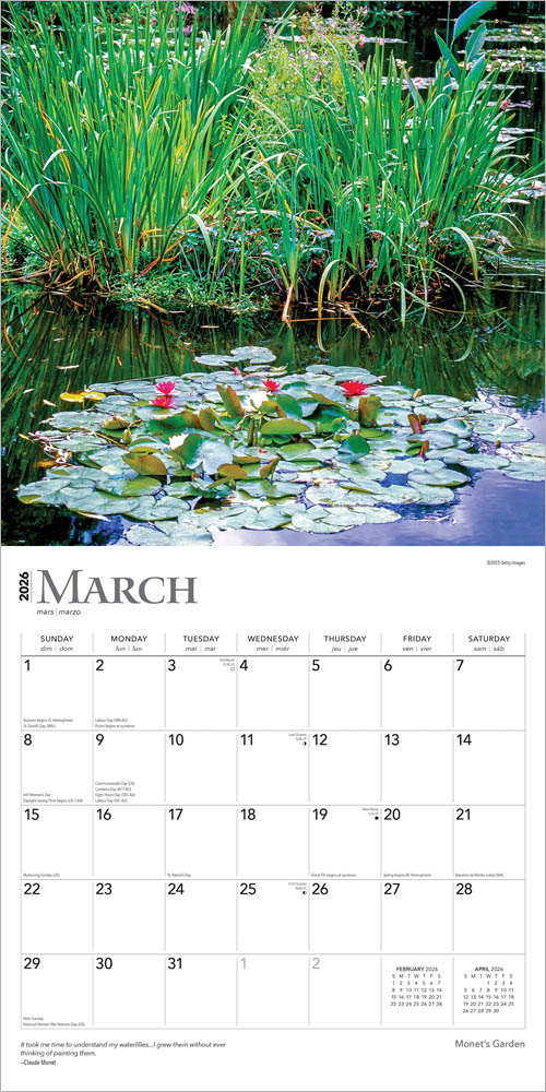 Monet's Garden | 2026 12 x 24 Inch (Hanging) Monthly Square Wall Calendar