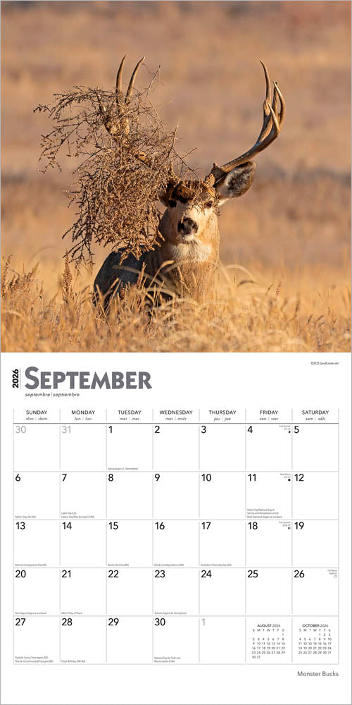 Monster Bucks | 2026 12 x 24 Inch (Hanging) Monthly Square Wall Calendar