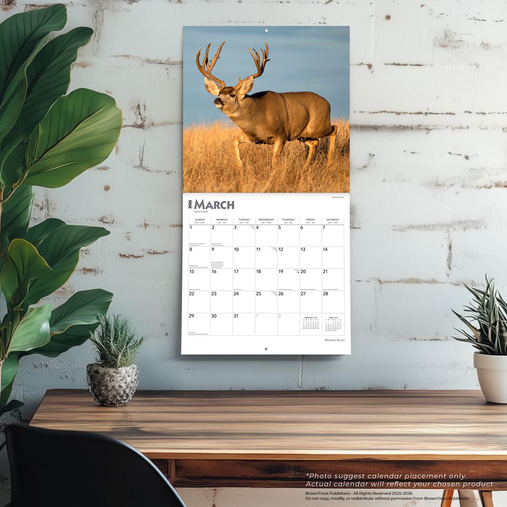 Monster Bucks | 2026 12 x 24 Inch (Hanging) Monthly Square Wall Calendar
