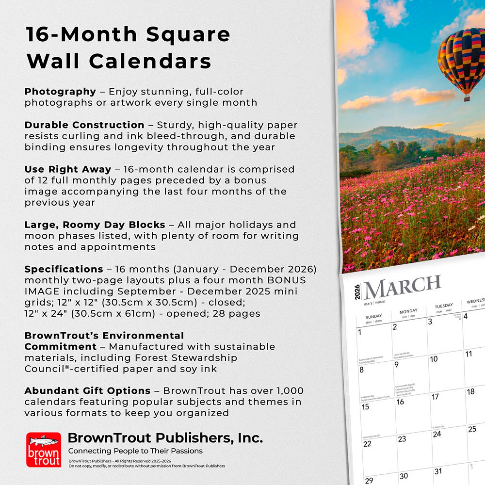 Motivation | 2026 12 x 24 Inch (Hanging) Monthly Square Wall Calendar | Foil Stamped Cover