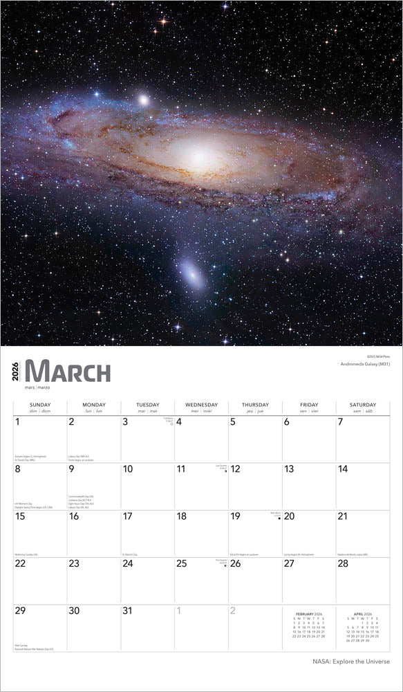NASA Explore the Universe | 2026 14 x 24 Inch (Hanging) Monthly Deluxe Wall Calendar | Foil Stamped Cover