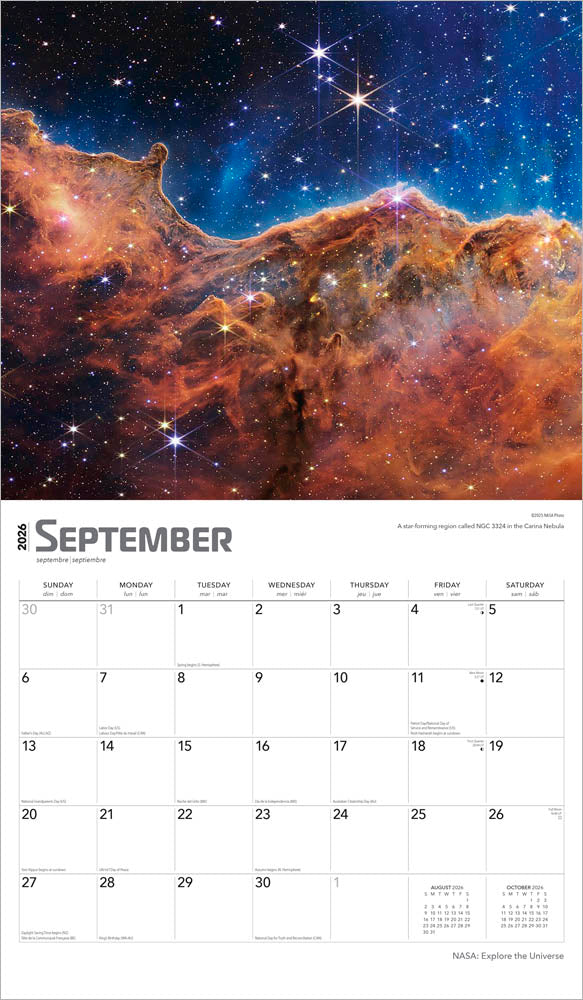NASA Explore the Universe | 2026 14 x 24 Inch (Hanging) Monthly Deluxe Wall Calendar | Foil Stamped Cover