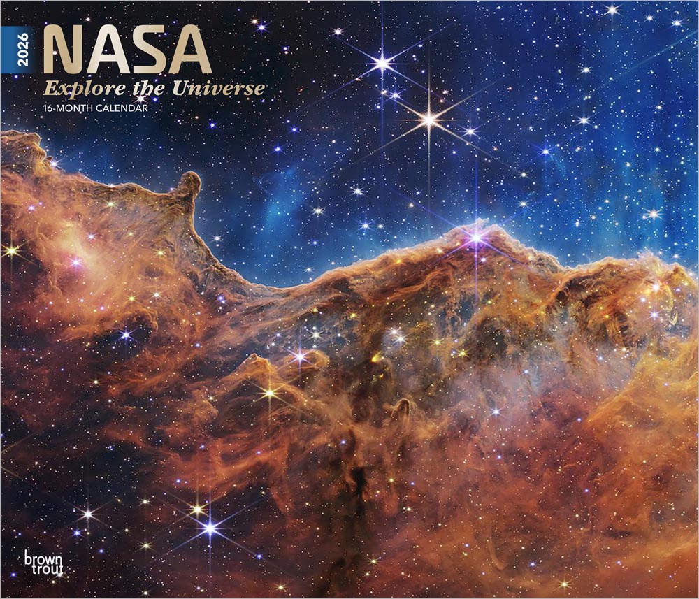 NASA Explore the Universe | 2026 14 x 24 Inch (Hanging) Monthly Deluxe Wall Calendar | Foil Stamped Cover