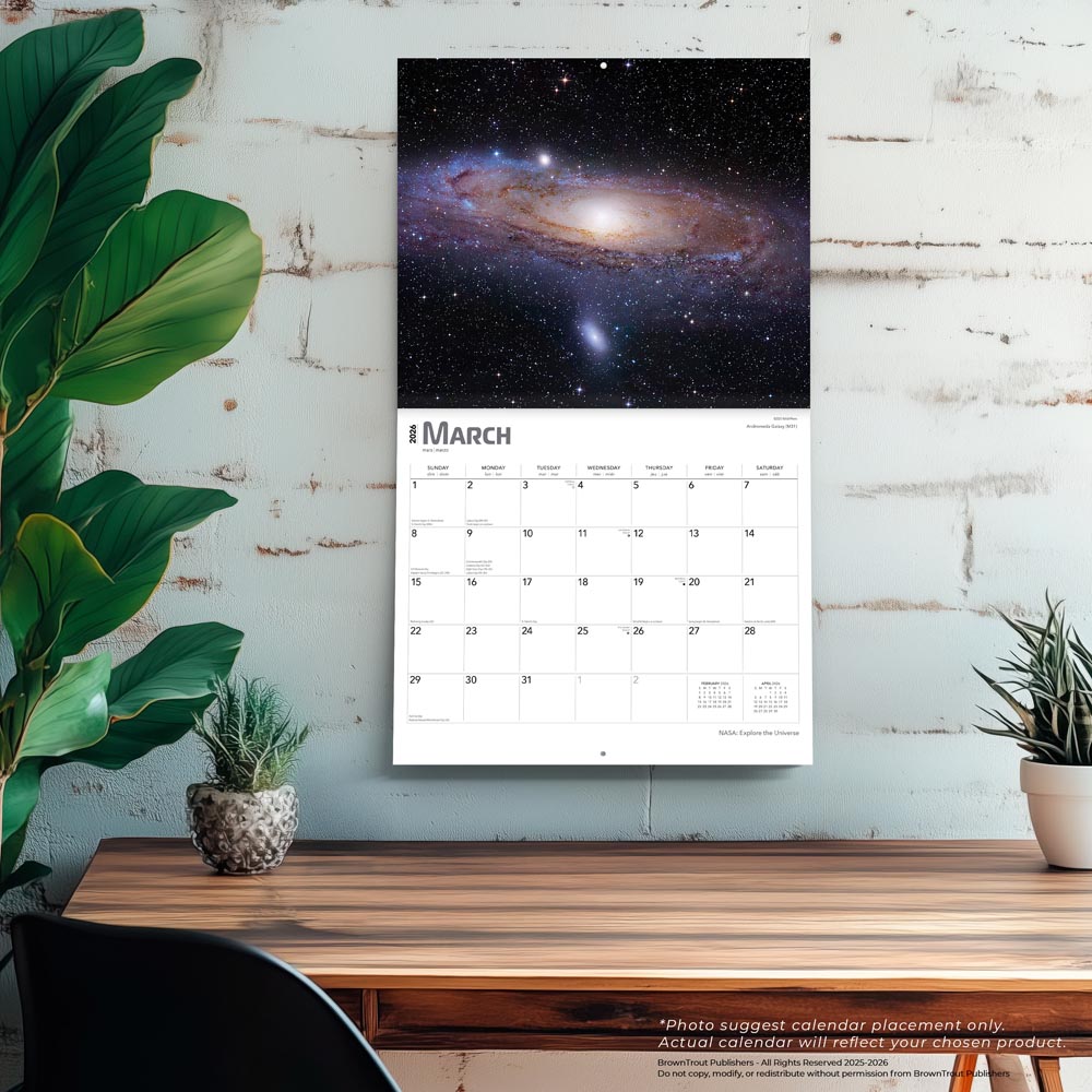 NASA Explore the Universe | 2026 14 x 24 Inch (Hanging) Monthly Deluxe Wall Calendar | Foil Stamped Cover
