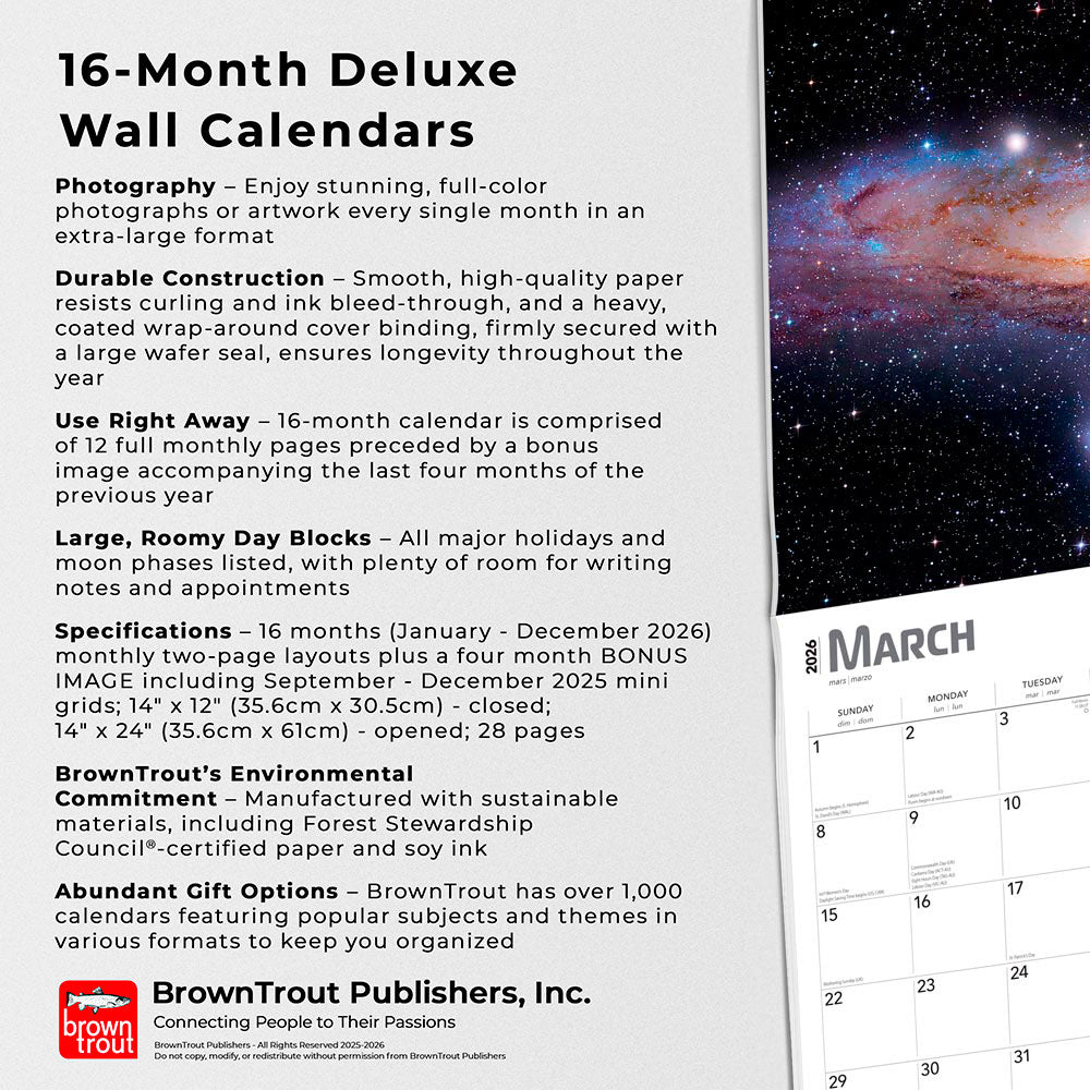 NASA Explore the Universe | 2026 14 x 24 Inch (Hanging) Monthly Deluxe Wall Calendar | Foil Stamped Cover