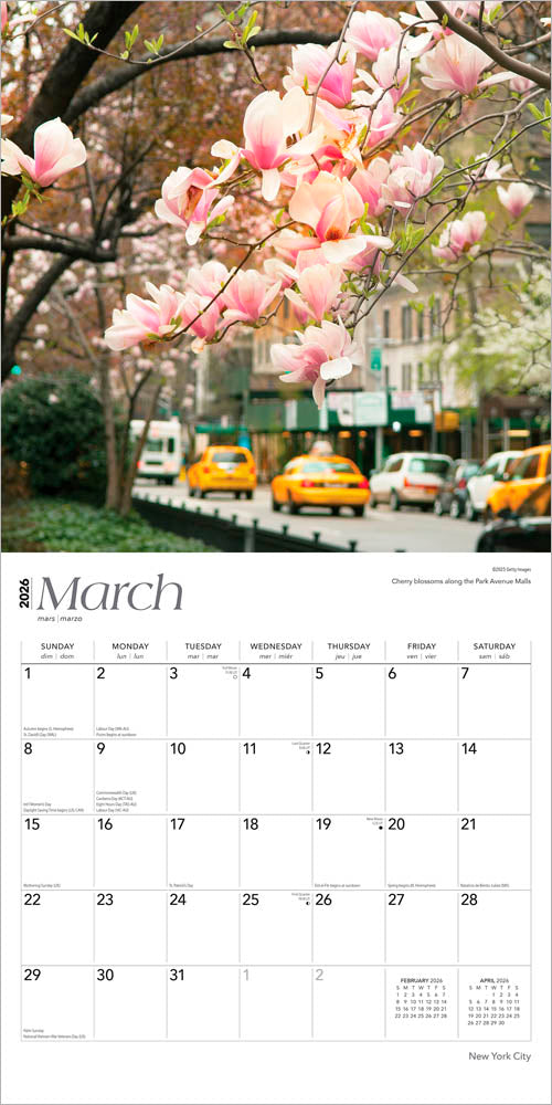 New York City | 2026 12 x 24 Inch (Hanging) Monthly Square Wall Calendar | Foil Stamped Cover