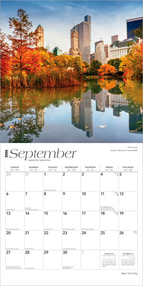 New York City | 2026 12 x 24 Inch (Hanging) Monthly Square Wall Calendar | Foil Stamped Cover