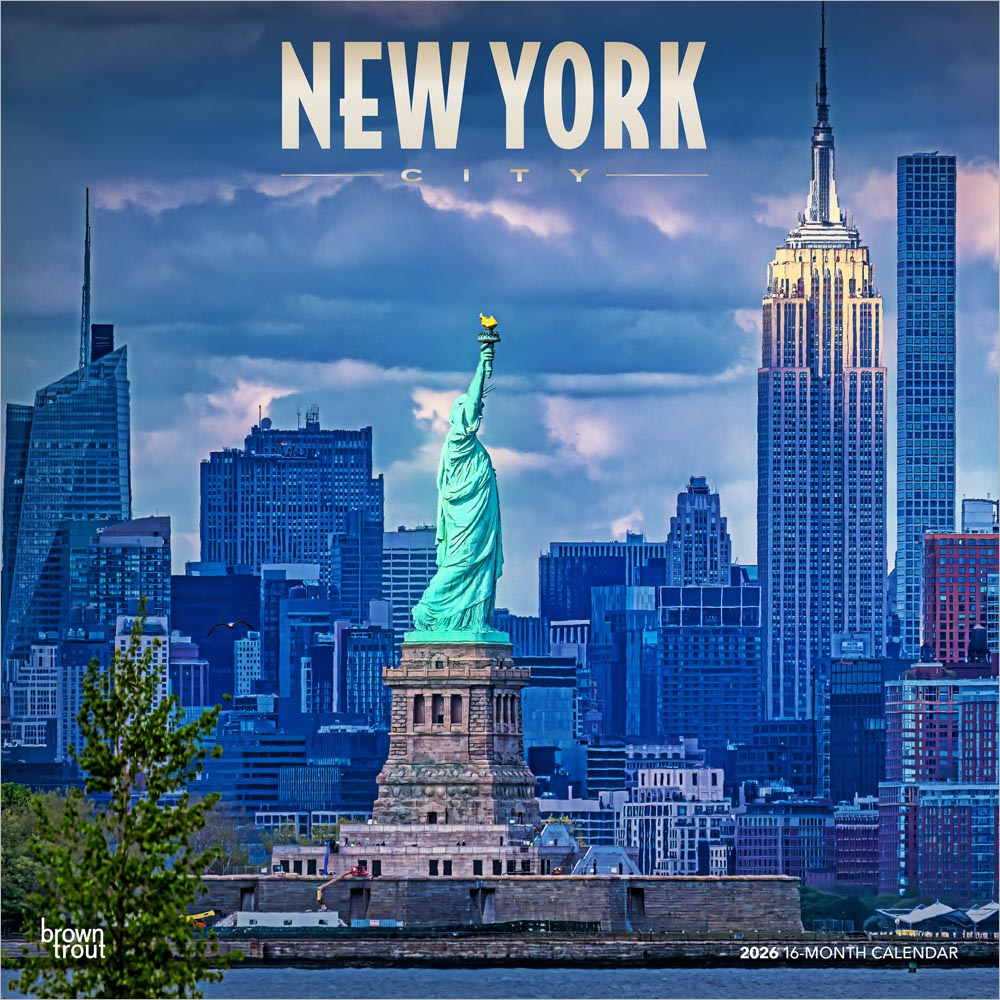 New York City | 2026 12 x 24 Inch (Hanging) Monthly Square Wall Calendar | Foil Stamped Cover