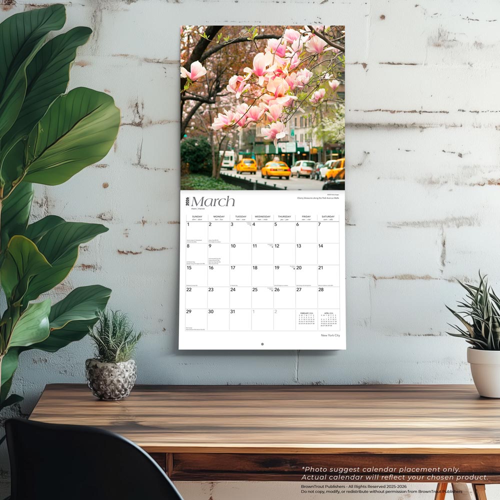 New York City | 2026 12 x 24 Inch (Hanging) Monthly Square Wall Calendar | Foil Stamped Cover