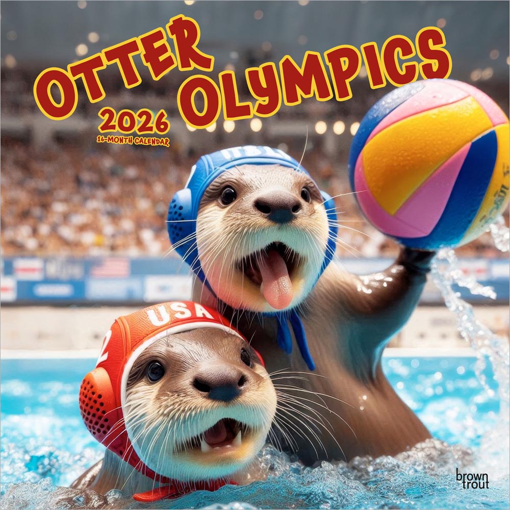 Otter Olympics | 2026 12 x 24 Inch (Hanging) Monthly Square Wall Calendar