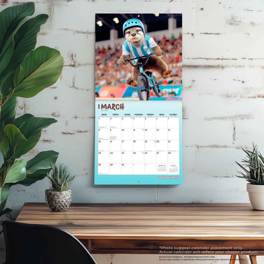 Otter Olympics | 2026 12 x 24 Inch (Hanging) Monthly Square Wall Calendar