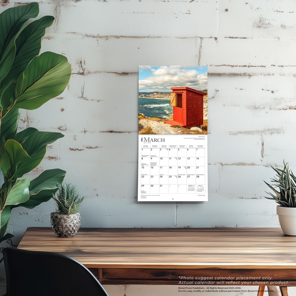 Outhouses | 2026 7 x 14 Inch (Hanging) Monthly Mini Wall Calendar