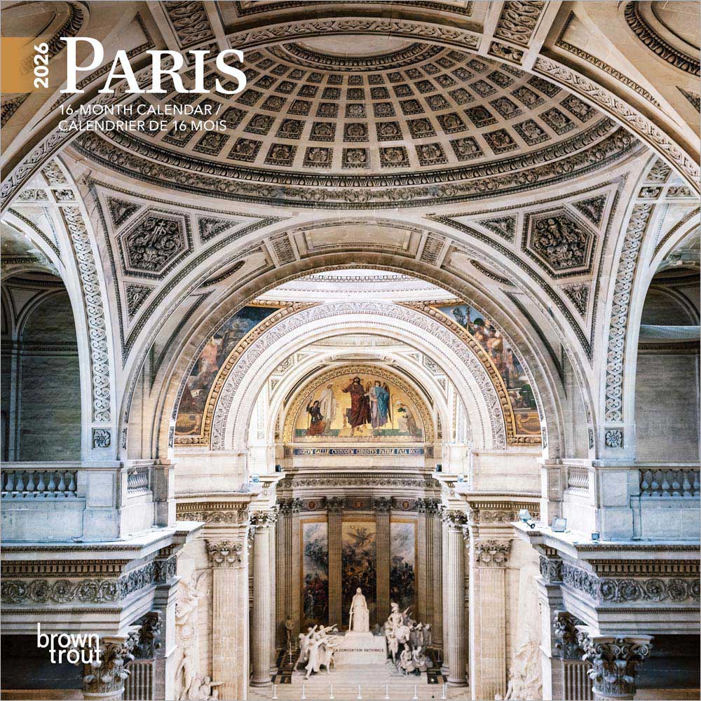 Paris | 2026 7 x 14 Inch (Hanging) Monthly Mini Wall Calendar | English/French Bilingual