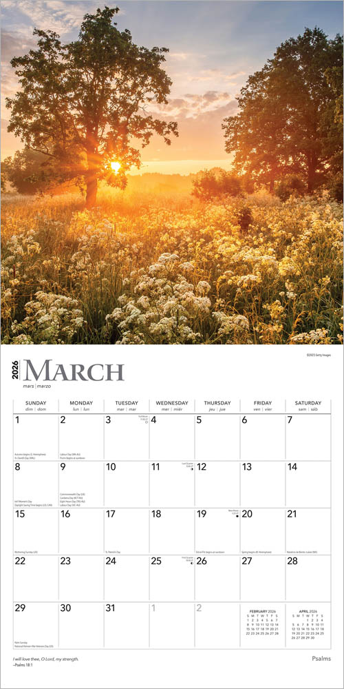 Psalms | 2026 12 x 24 Inch (Hanging) Monthly Square Wall Calendar