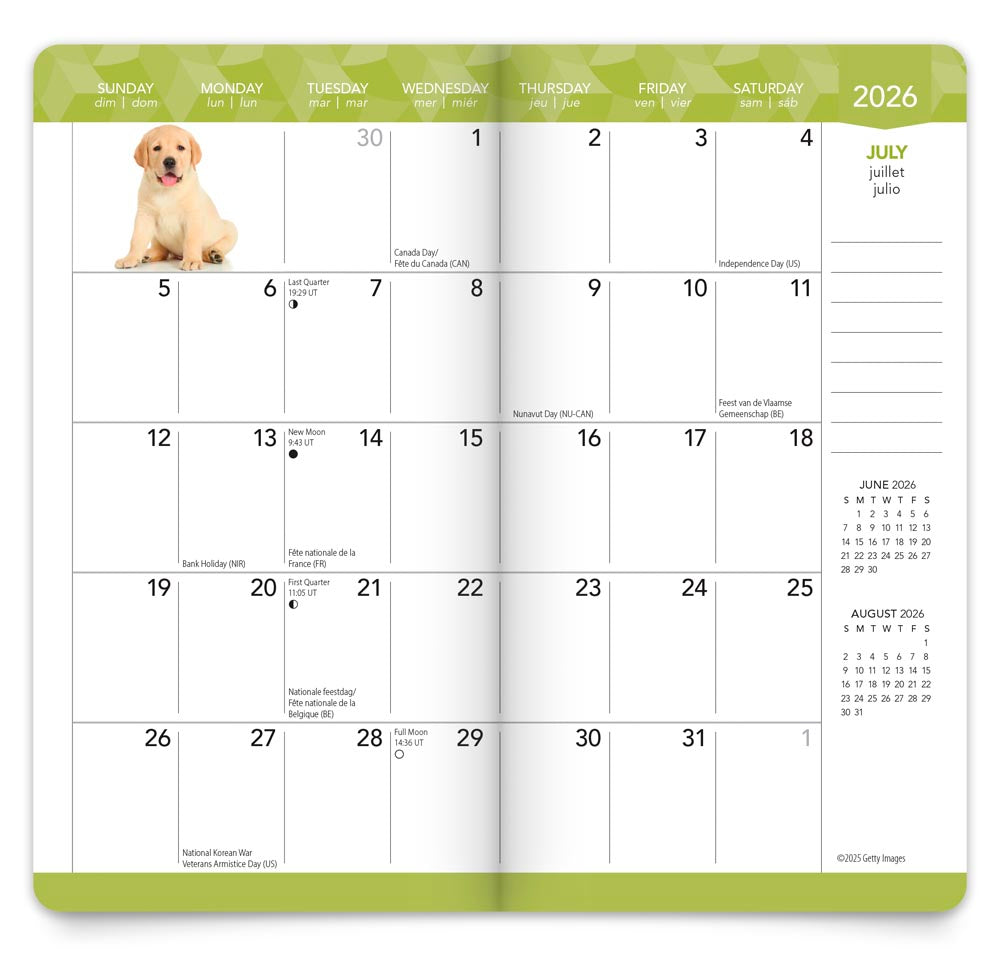 I Love Puppies | 2026-2027 3.5 x 6.5 Inch Two Year Monthly Pocket Planner Calendar