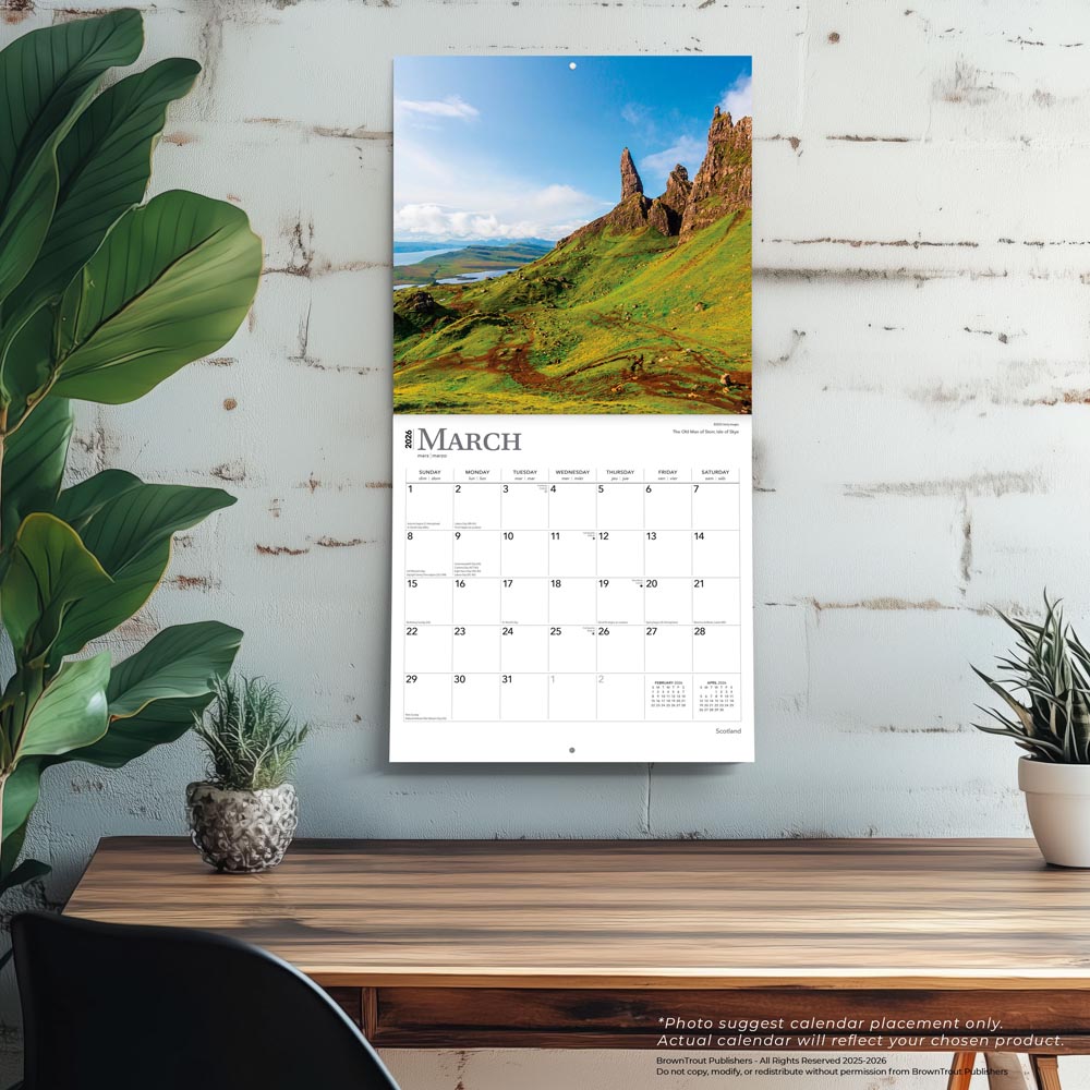 Scotland | 2026 12 x 24 Inch (Hanging) Monthly Square Wall Calendar