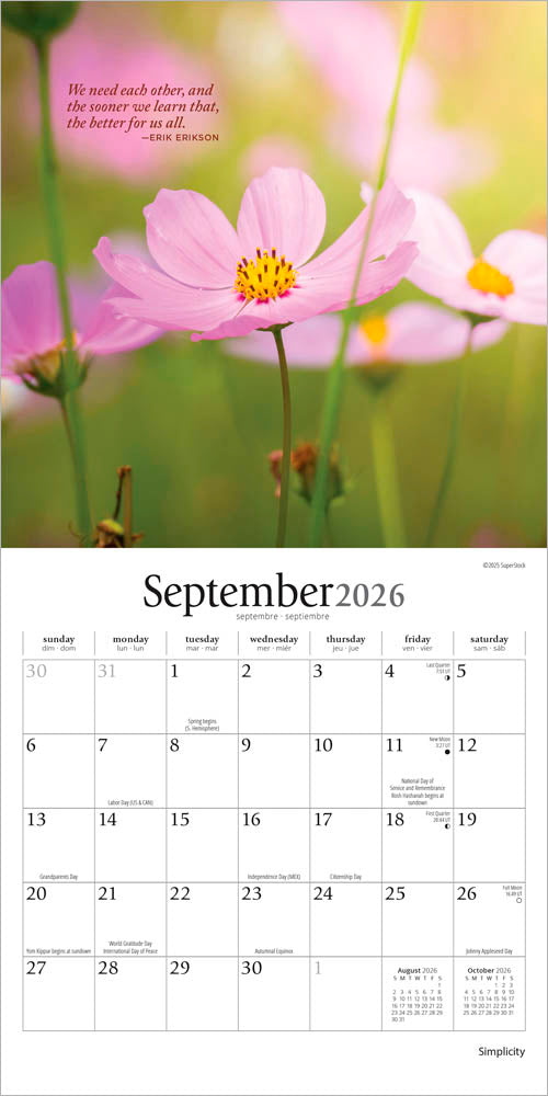 Simplicity | 2026 7 x 14 Inch (Hanging) Monthly Mini Wall Calendar