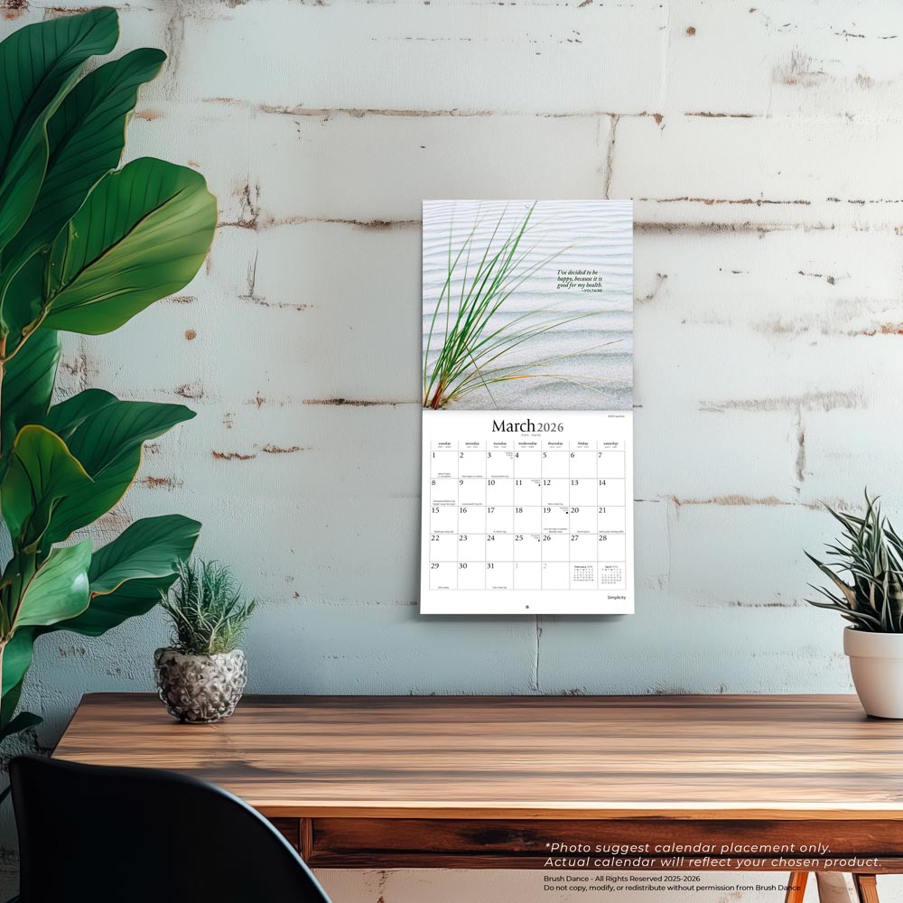 Simplicity | 2026 7 x 14 Inch (Hanging) Monthly Mini Wall Calendar