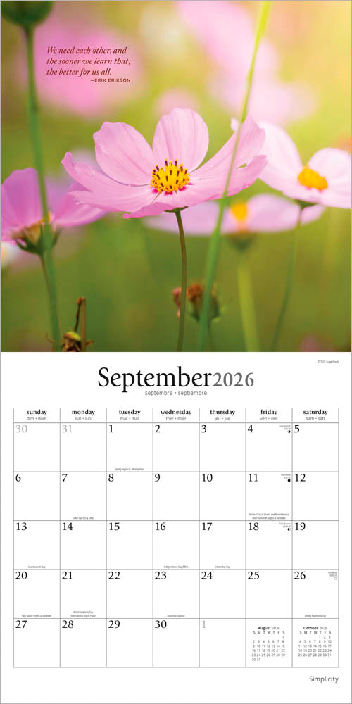 Simplicity | 2026 12 x 24 Inch (Hanging) Monthly Square Wall Calendar