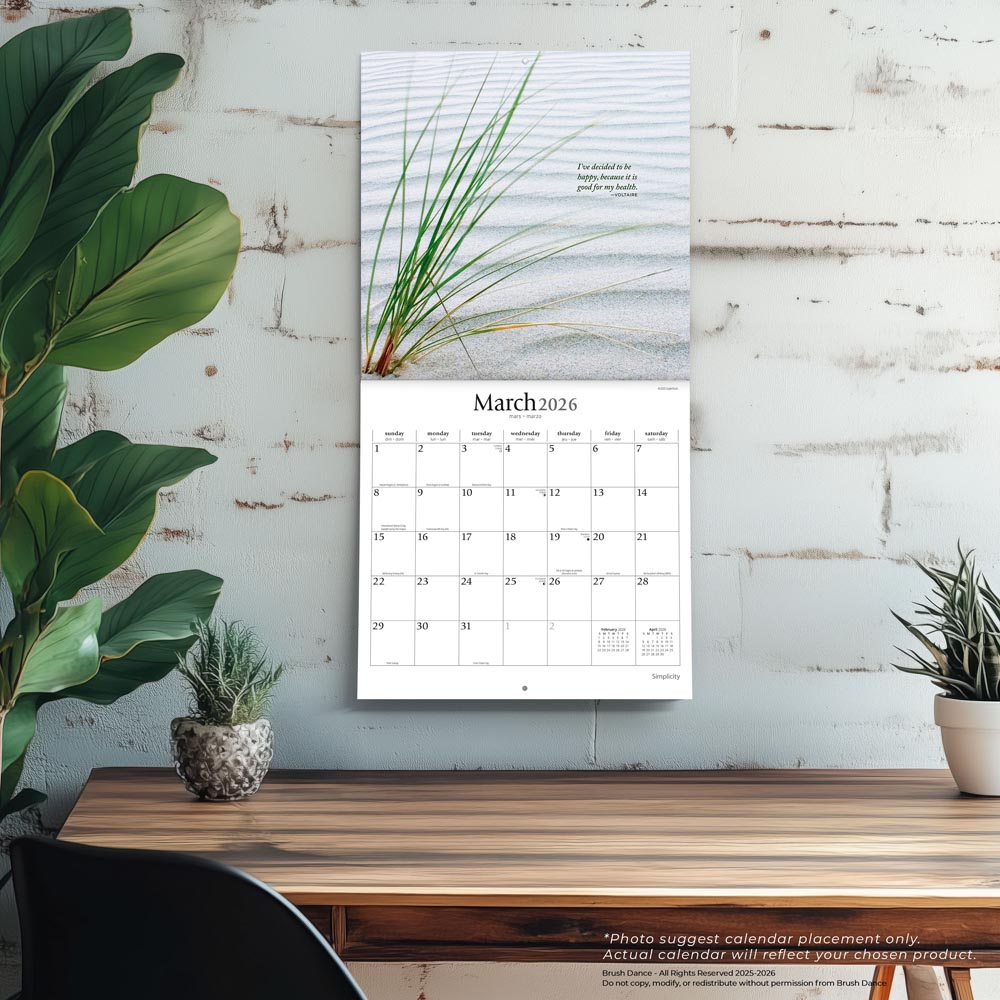 Simplicity | 2026 12 x 24 Inch (Hanging) Monthly Square Wall Calendar