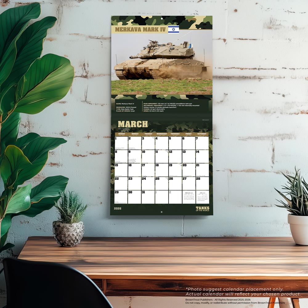 Tanks of the World | 2026 12 x 24 Inch (Hanging) Monthly Square Wall Calendar