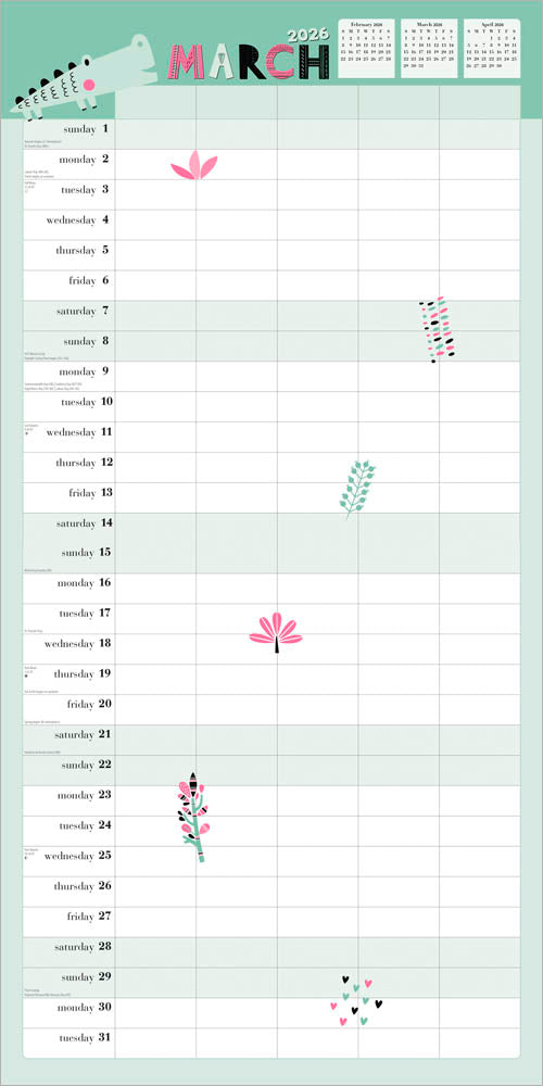 The Very Busy Family Organizer | 2026 12 x 24 Inch (Hanging) Monthly Square Wall Calendar | Matte Paper and Sticker Sheet