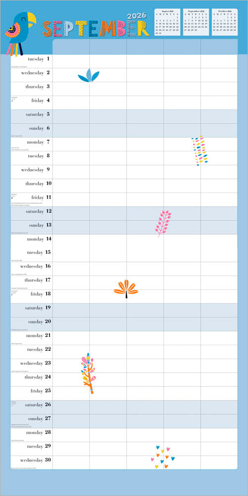 The Very Busy Family Organizer | 2026 12 x 24 Inch (Hanging) Monthly Square Wall Calendar | Matte Paper and Sticker Sheet