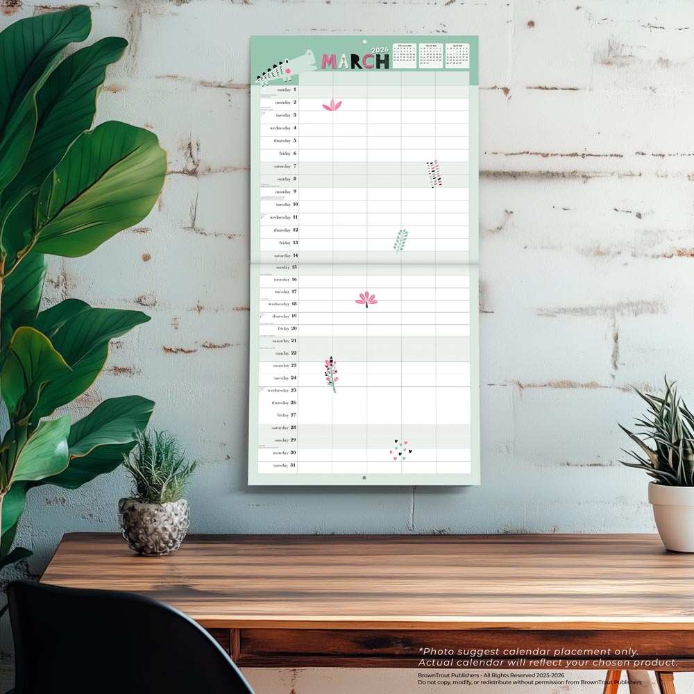 The Very Busy Family Organizer | 2026 12 x 24 Inch (Hanging) Monthly Square Wall Calendar | Matte Paper and Sticker Sheet