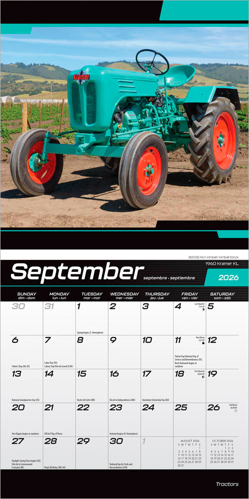 Tractors | 2026 7 x 14 Inch (Hanging) Monthly Mini Wall Calendar
