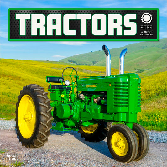 Tractors | 2026 12 x 24 Inch (Hanging) Monthly Square Wall Calendar