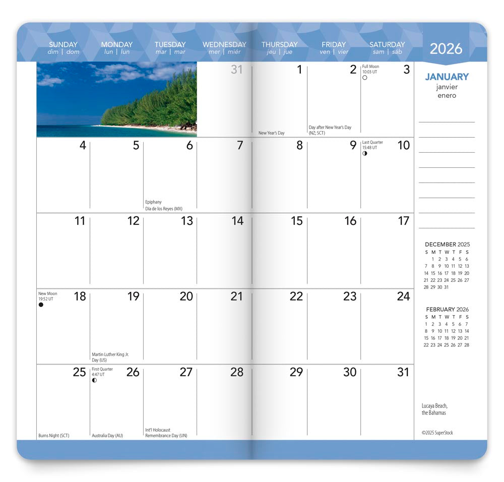 Tropical Islands | 2026-2027 3.5 x 6.5 Inch Two Year Monthly Pocket Planner Calendar