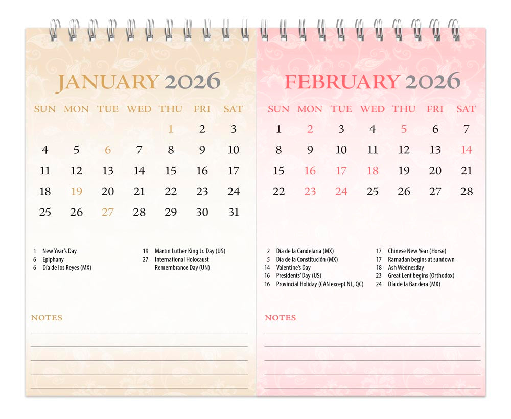 Tuscan Delight | 2026 7.5 x 6 Inch Monthly Double-View Easel Desk Calendar